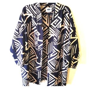 Graphic Navy Blue/Tan Cocoon Jacket
